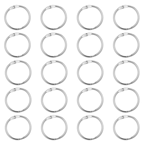 LXUEJIE 20 anillas de encuadernación de metal de 30 mm, hojas sueltas para libro, encuadernación de anillas, anillas sueltas, conector para álbum de recortes, cuaderno, tarjetas de tarjetas (plata)