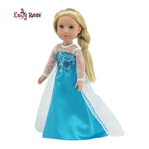 Emily Rose 14 Inch Doll Clothes| Princess Elsa Frozen Inspired Dress | Fits 14" American Girl Wellie Wishers and Glitter Girls Dolls