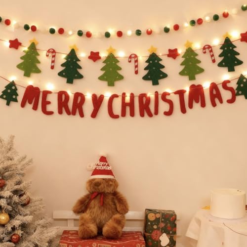 Merry Christmas Banner with Lights,DIY Hanging Decor for Christmas...