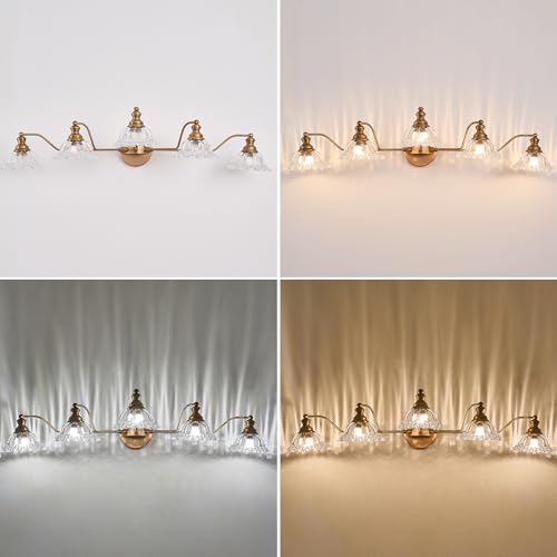 Image of XIEDUN Vintage Brass 5 Light Vanity Light Bathroom Light