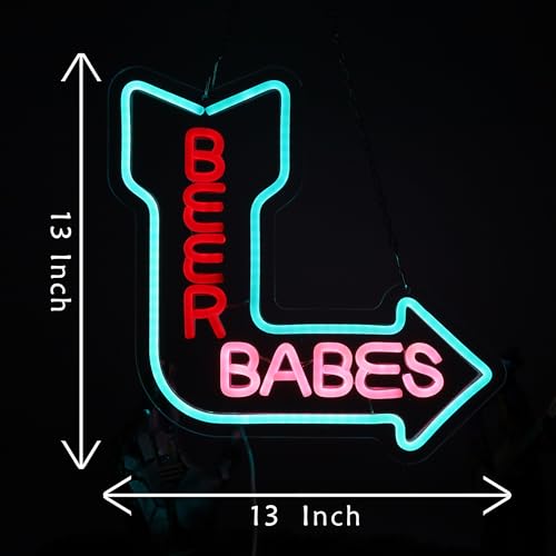 Image of Beer Babes neon sign USB Powered for for Beer Bar Pub Bedroom Home Bar Store Club Bistro Wall Decor,LED Neon Lights Sign with Dimmer for Man Cave Sports Room Decoration