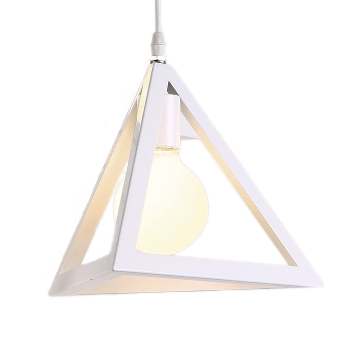 Blanco Colgante Iluminación Lámparas de Techo Industrial Colgante de Luz, Vintage Industrial Triángulo Metal Pantalla de la Lámpara Para la Cocina, Dormitorio, Habitación, Salón, Exterior
