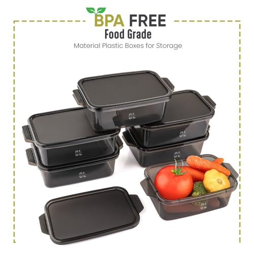 Image of Set of 3 Meal Prep Food Storage Containers 1200ml Each | Airtight Leakproof Stackable BPA Free Plastic Fridge & Freezer Organizer Boxes for Kitchen Storage
