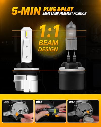 Image of OXILAM 880 LED Fog Light Bulbs, 16,000LM 500% Super Brighter 6500K White Light, Real 1:1 Mini Size 885 893 899 Fog Lights DRL, Non-Polarity, No Fan, No Adapter Required Plug and Play, Pack of 2
