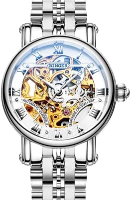 WatchAE - New Switzerland Luxury Brand Women's Watches BINGER Dual Ѕkе|еtоп Automatic Mechanical Sapphire Steel Waterproof Clock B-5066L-6