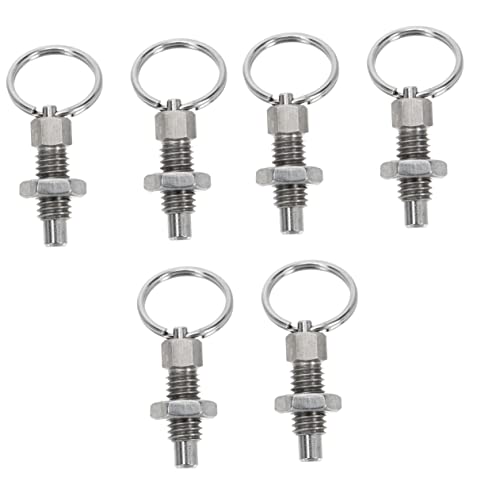6 Pcs Pull Ring Indexing Plunger Spring Pin Safety Pin Stainless Steel Coupler Pin Spring Plunger with Pulls Ring Knob Plunger Pulls Ring Spring Plunger Stainless Steel Locking Pin
