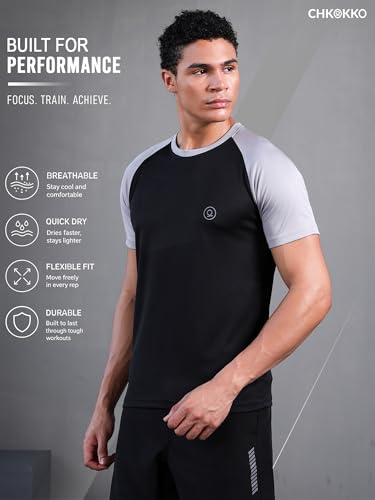 Image of CHKOKKO Gym T Shirts for Men Workout Quick Regular Dry Fit Sports Tshirt for man Breathable Moisture-Wicking Half Sleeve Round Active wear Running Boys T Shirt