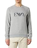 High quality cotton blend Emporio Armani Men\'s Iconic Terry Sweater Sweatshirt, Light Grey Melange, L