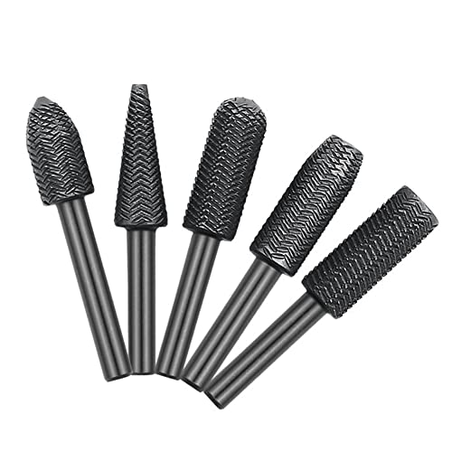 NiuLumea Juego de 5 limas rotativas para escofina de 6 mm, herramienta de molienda de metal, madera y plástico, construcción de acero 45#, 59 mm de longitud