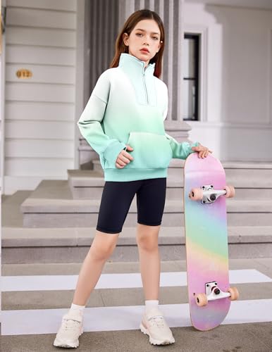 Image of Arshiner Girls Half Zip Sweatshirt Fleece Quarter Zip Pullover Sweatshirts | Fall Fashion Clothes for Teen Girls with Thumb Hole for 5-16 Years