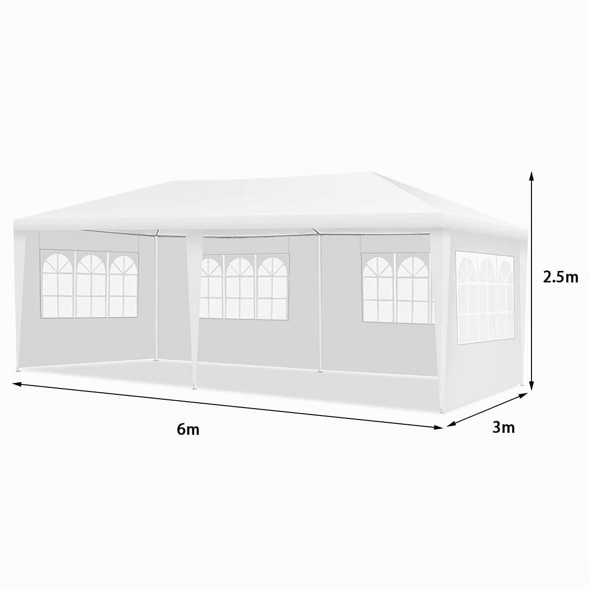RELAX4LIFE Gazebo da Giardino 3X6M/3X9M per a 2/3 Stanze, in Tessuto PE Antistrappo e Impermeabile con 0/4/6/5/8 Pannelli Laterali Rimovibili (3X6M-4 Pannelli Laterali)