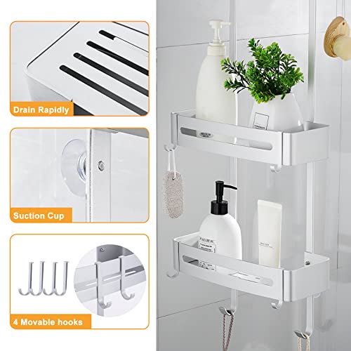 Uifer Shower Caddy Over The Door, Rustproof Aluminum Shower Caddy, Shower Door Storage Organizer With A Suction Cup, Hooks And Basket #TOP1