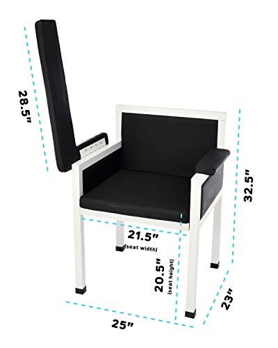 VivaComfort Luxe Upholstered Blood Drawing Chair – Padded Phlebotomy Seat w/Adjustable Armrest & Steel Framing – Ideal for Hospitals & Medical Facilities (Black) - Thumbnail 2