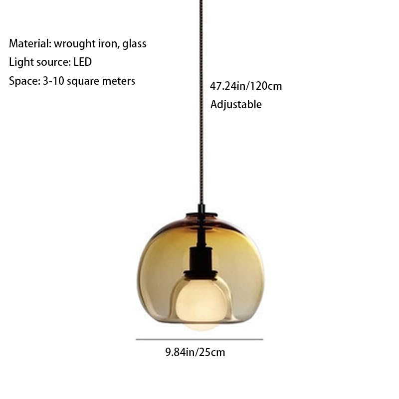 Lámpara de lujo de cristal ámbar con diseño esférico clásico 6