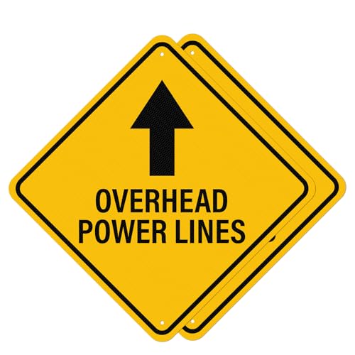 Anobell 2 Pack Overhead Power Lines Sign with Up Arrow