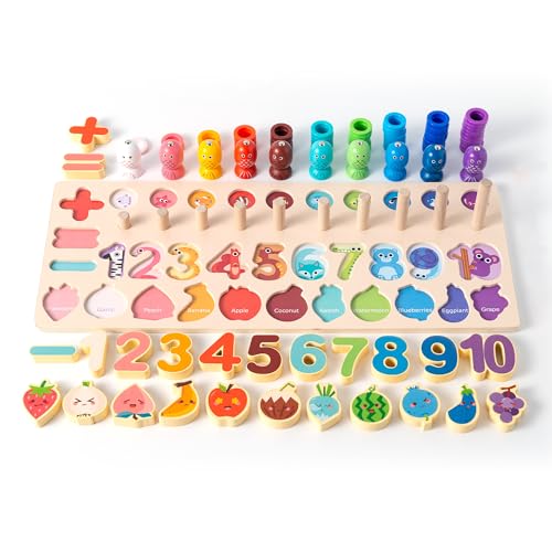 Miosea Learning Toys for Kids Includes Wooden Magnetic Fishing Game
