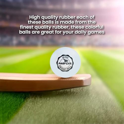 Image of Mayor Cricket Wind Ball for Indoor & Outdoor Street Cricket Rubber Ball (Pack of 3) (Multicolour)