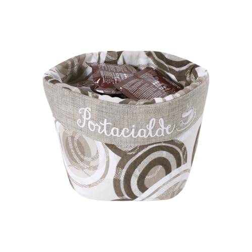 Portacialde Contenitore in Tessuto Cucina Cialda Caffè Zucchero a Fantasia Cerchi (Beige)