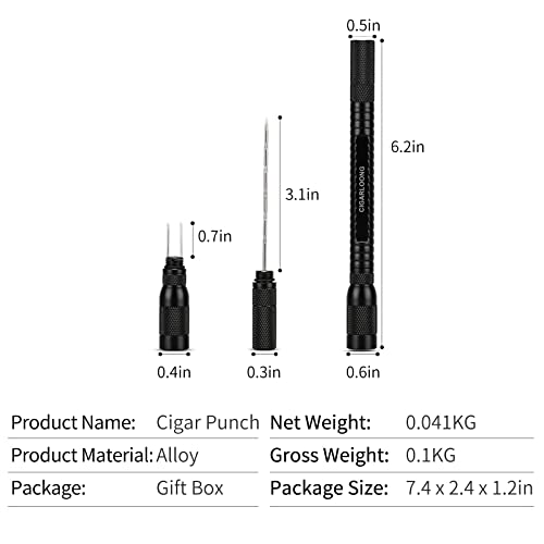 Cigar Punch 4-In-1 Draw Enhancer Tool With Double Size Cigar Punch And Stainless Steel Twin Needle Comes In Gift Box(Yellow Black) #TOP5