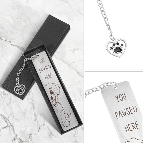 Yuanchu Hunde Lesezeichen für Frauen, Metall Lesezeichen für Buchliebhaber Süßes Lesezeichen mit Hundemotiv Anhänger und Geschenkbox Edelstahl Bookmark GeschenkFür Hundeliebhaber Studenten Lehrer