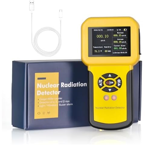 Nuclear Radiation Meter Geiger Counter, BTMETER Radioactive Detector Detect Beta Gamma X-Ray CPM Level w/Alarm, Handheld Radiation Dosimeter LCD Display BT-886A Cover