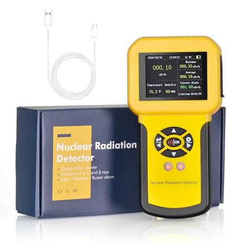 Btmeter BT-886A Nuclear Radiation Meter Geiger Counter, Btmeter Radioactive Detector Detect Beta Gamma X-Ray Cpm Level W/Alarm cover