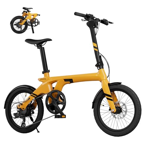 Urtopia® Carbon Fold 1 E-Bike, 29lbs Ultra Light Foldable Electric Bike, Assembly-Free Folding Electric Bikes for Adults, Removable Battery, 500W Motor, 20 Mph 40 Miles, Perfect for Commuting (yellow)