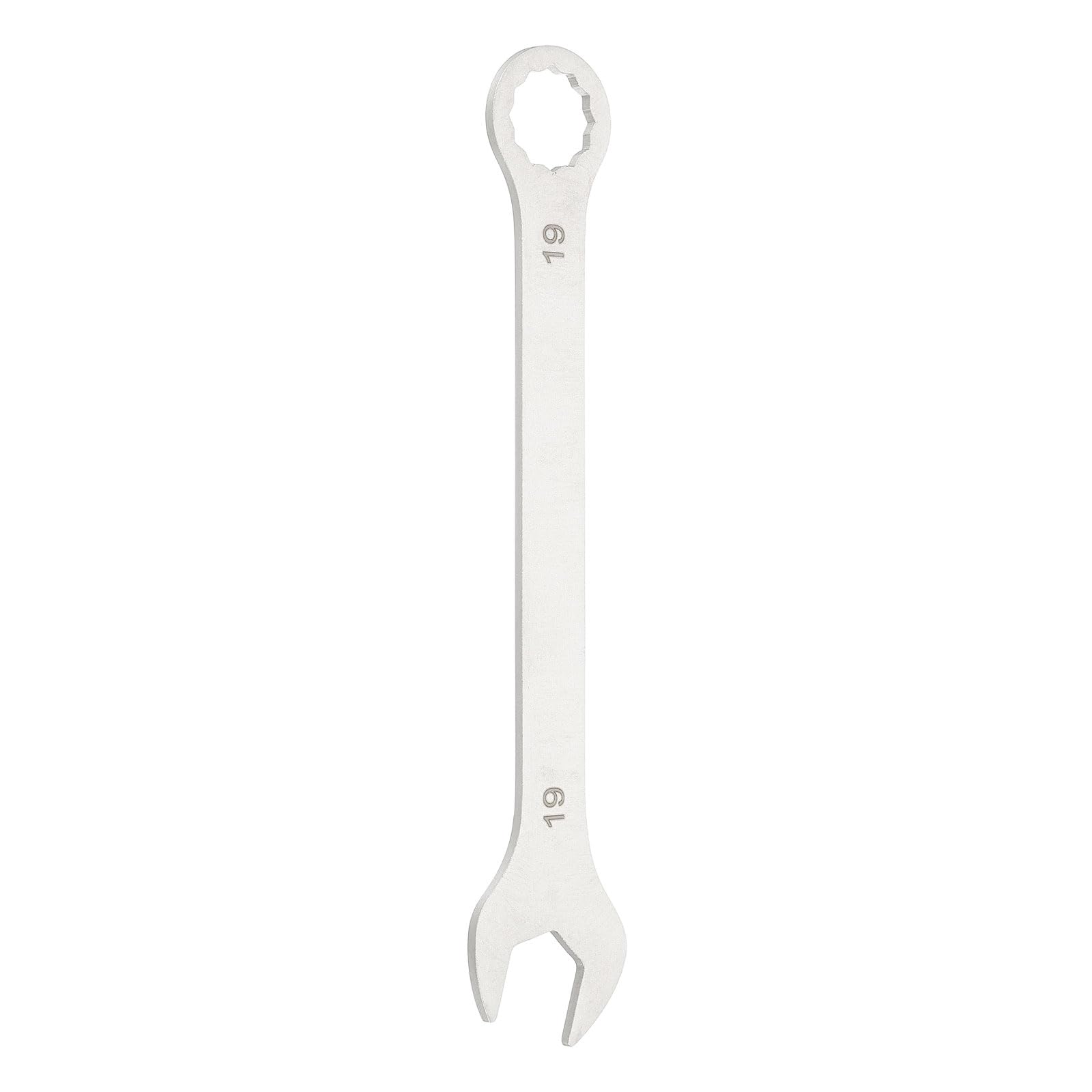 sourcing map Super Thin Combination Wrench 19mm Metric 12-Point Box and Open End Stainless Steel Double Ended Spanner Tool for Automotive Pipe Furniture Machinery DIY Repair, Silver