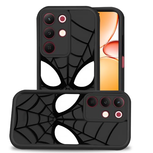 Image of AESTMO Back Case Cover for Realme 15X / C85 5G Cover | Spidey Face Mask Design | Silicone Case | Full Body Protection | Camera Protection Back Cover for Realme 15X / C85 5G (Black)