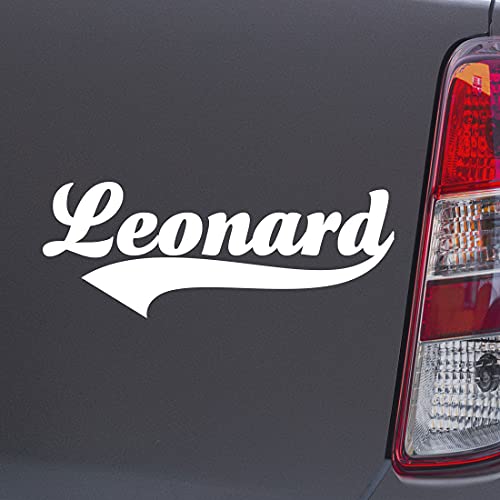 Custom Brother - Leonard Name White Color Car Laptop Wall Bumper Decal Sticker, DesX19