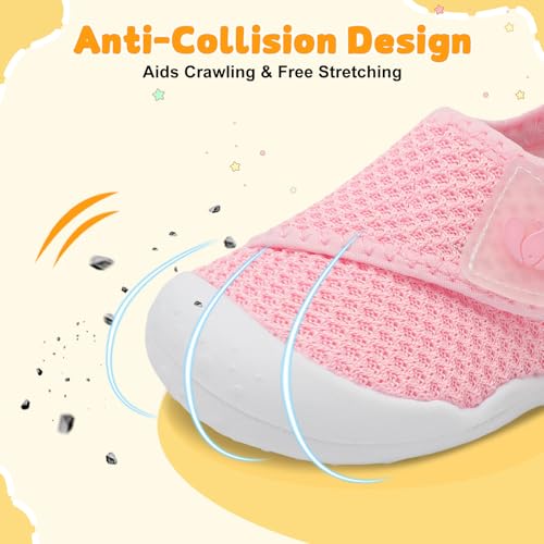 Image of FEETCITY Baby First Walking Shoes Wide Baby Shoes Infant Sneakers Newborn Crib Shoe Barefoot Lightweight Slip On Shoe