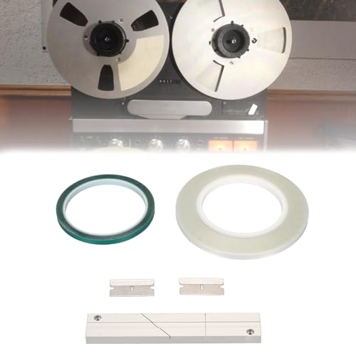 Image of Tape Splicing Block Kit for Revoxsonido, Reel to Reel 1 /4 10in Professional Tape Splicing Block for Open Reel Tape Media with 2 Reels of Tape and 2 Cutters. Green