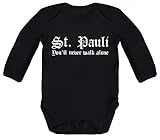  ShirtStreet Fußball Fussball Strampler Bio Baumwoll Baby Body langarm Jungen Mädchen ST.PAULI, Größe: 3-6 Monate,Black