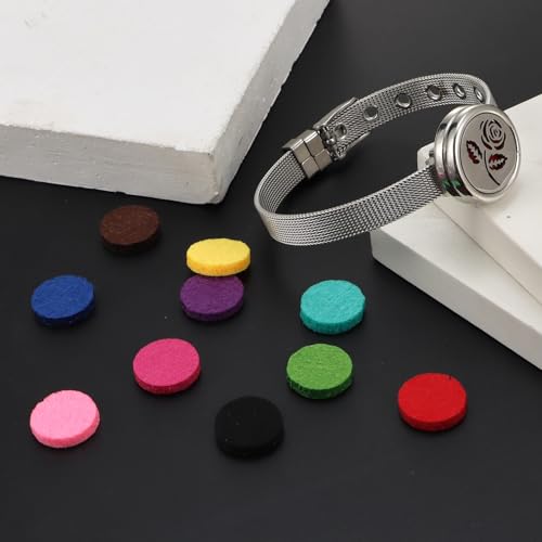 Essential Oil Diffuser Bracelet Aromatherapy Locket Adjustable Bracelet Stainless Steel Rose Watch Chain Bracelet with 10 Pcs Refill Pads for Women - Image 3