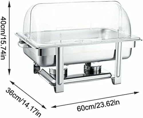 Chafing dish 9L en acier inoxydable avec couvercle visible et support de carburant - 6