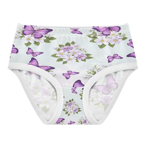 Joisal Cartoon Toddlers Underwear Floral Cotton Panties for Girl Purple Butterflies Flowers Undies Kids Briefs 6-7 Years