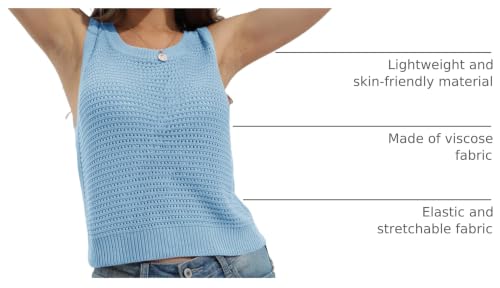 Image of FISACE Womens Crochet Tank Top Sleeveless Knit Summer Sweater