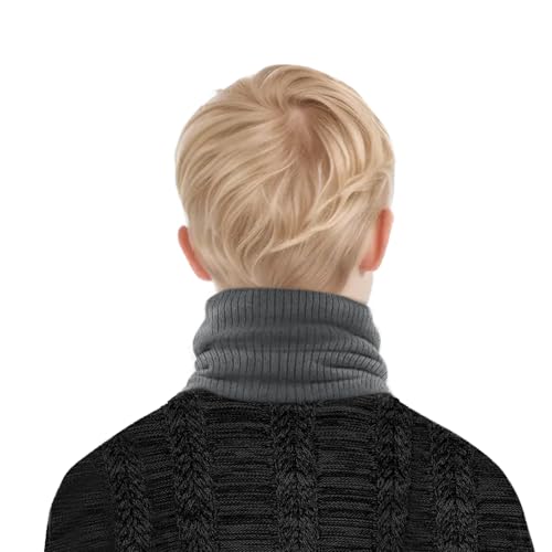 SEFIRST 2 Stück Winter Halsschlauch Kinder Ski, Schlauchschal Kinder, Loop Schal Halswärmer Nackenwärmer Gesichtsschal, Winddichte Thermo, Fleece Rundschal für Fahrrad Joggen (Schwarz Grau)