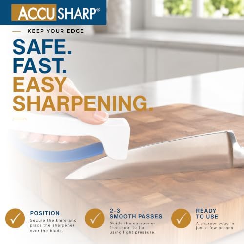 AccuSharp Knife Sharpener, Ergonomic Comfortable Handle, Compact & Easy to Use, Restore and Hone Straight & Serrated Knives, White - thumbnail 2