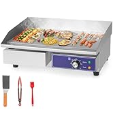 KOTEK Commercial Electric Griddle, 2000W 22” Flat Top Griddle, Stainless Steel Frame &amp; Drip Tray,...