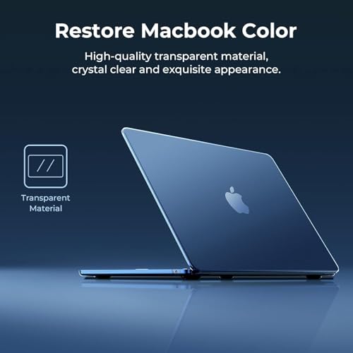 Image of EooCoo Case Compatible with MacBook Air 13 inch M5 2026-2022 M4 M3 M2 A3449 A3240 A3113 A2681, Crystal Hard Shell Scratch Resistant Protective Cover for Mac Air 13.6 inch, Midnight
