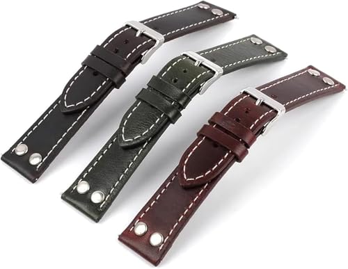 Bracelet montre cuir rivets 20mm interchangeable à dégagement rapide