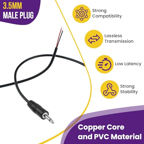 Cable Jack 3.5mm macho a cable desnudo 6 piezas 1ft miniatura 3