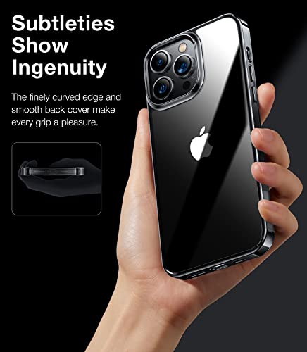 Torras Diamond Clear Designed For Iphone 14 Pro Case, [10Ft Military Grade Drop Tested] [Non-Yellowing] Shockproof Protective Clear Hard Back Slim Case For Iphone 14 Pro, 6.1 Inch 2022 (Black) #TOP5