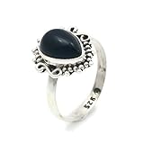 Hergestellt in Indien Ring Silber 925 Sterlingsilber Onyx schwarz Stein (Nr: MRI 104), Ringgröße:62