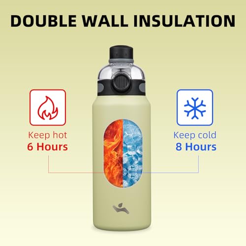 Image of Konokyo 32 oz Insulated Stainless Steel Water Bottle with Straw Lid