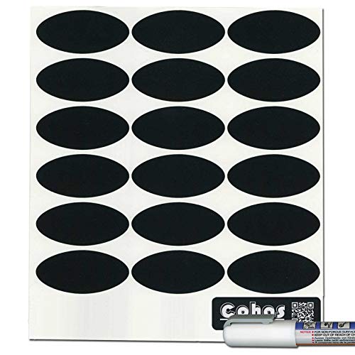 Cohas Chalkboard Labels In Oval Shape For 8 And 12 Ounce Quilted Crystal Jelly Jars Includes Liquid Chalk Marker And 54 Labels, Fine Tip, White Marker #TOP1