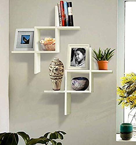 Shelving Solution Set of 2 Reversed Criss Cross Wall Shelf (White)