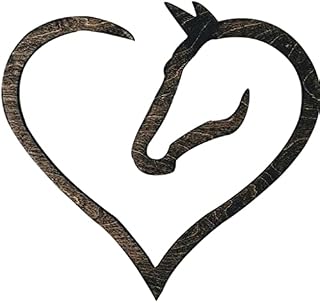P Prettyia Horse Love Heart Figurines Ornament Wooden Sculpture for Horse Lovers