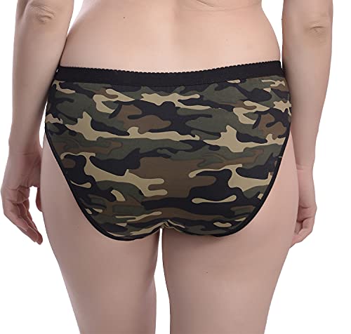 Image of StyFun Women Cotton Lycra Hipster Panties for Women Daily Use, Back and Front Coverage, Army Printed, Brief, Combo Pack, Multicolor